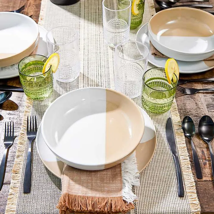 Kirklands Home Tan Half Dipped Reactive Dinner Plate Hot