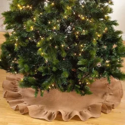 Christmas Tree Skirts & Collars>Kirklands Home Jute Ruffle Trim Christmas Tree Skirt, 53 in. Tan
