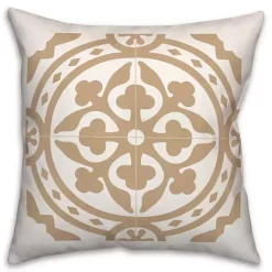 Kirklands Home Tan Medallion Tile Indoor/Outdoor Pillow Clearance