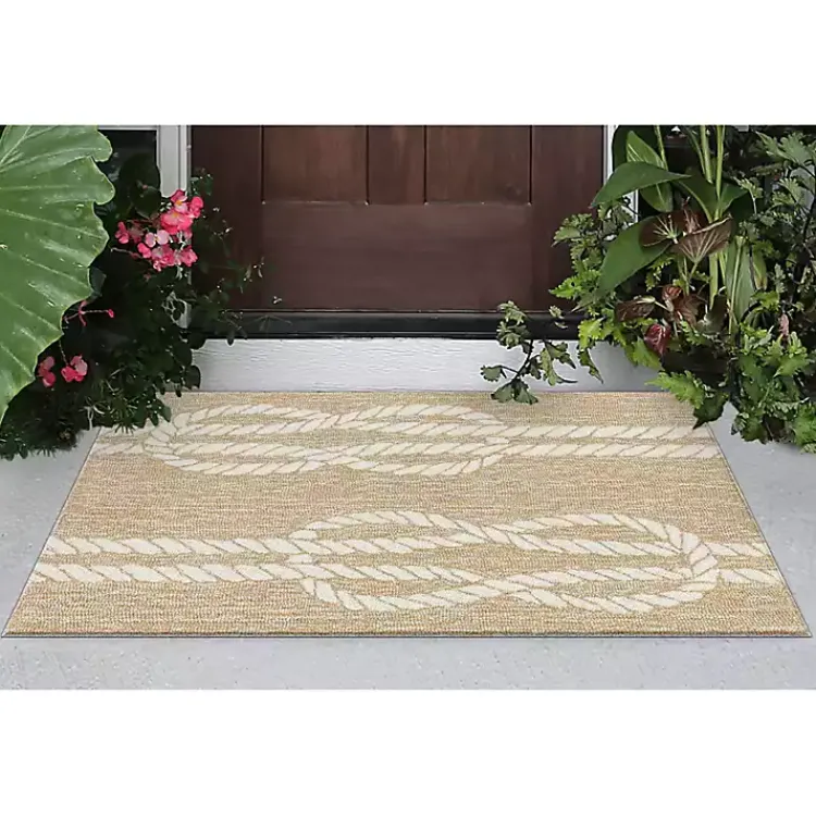 Kirklands Home Nautical Rope Indoor/Outdoor Area Rug, 2x3 Tan Discount