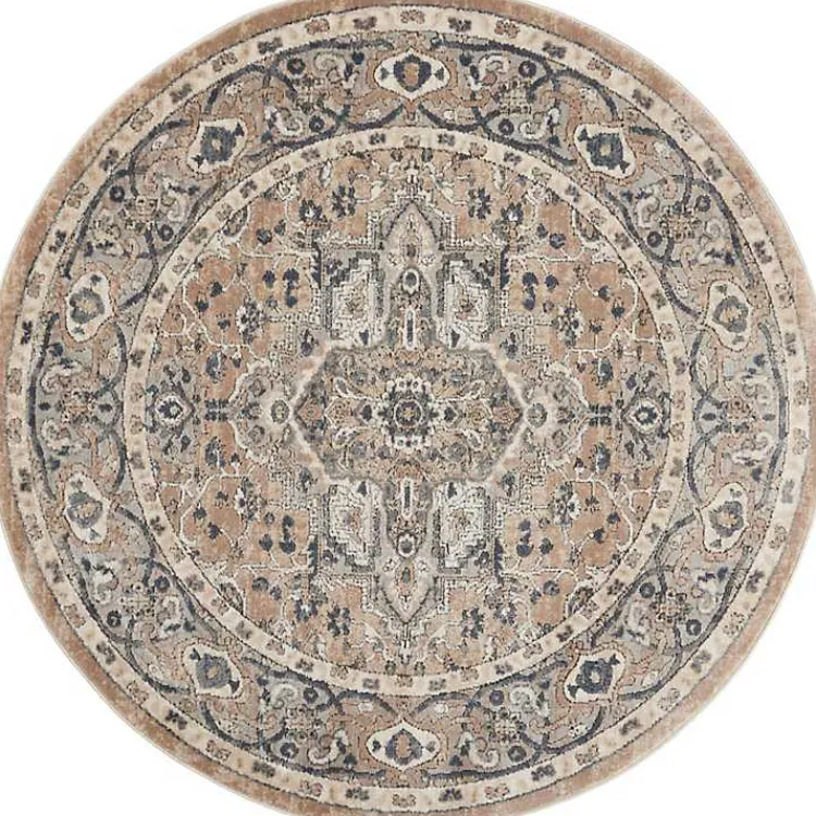 Kirklands Home Tan Navaro Medallion Round Area Rug, 5 ft. Sale