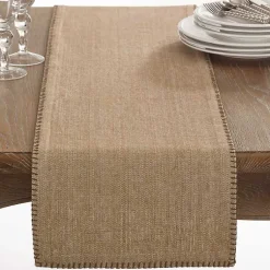 Kirklands Home Overcast Stitch Cotton Table Runner Tan Outlet