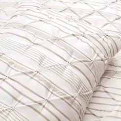 Kirklands Home Tan Pintuck Stripe Full/Queen 5-pc. Comforter Set New