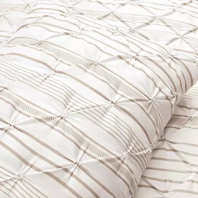 Kirklands Home Tan Pintuck Stripe Full/Queen 5-pc. Comforter Set New