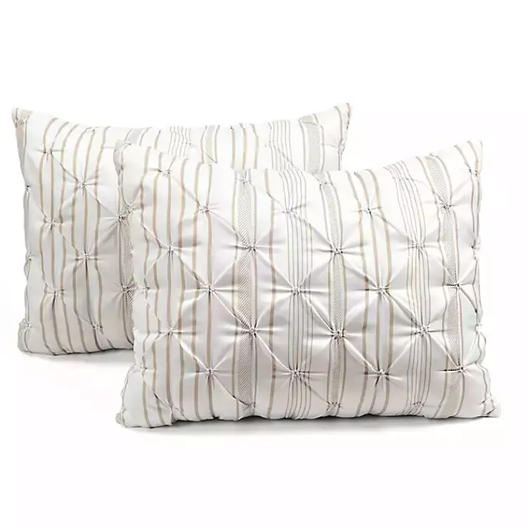 Kirklands Home Tan Pintuck Stripe Full/Queen 5-pc. Comforter Set New