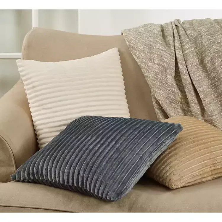 Pillows>Kirklands Home Pleated Faux Rabbit Fur Pillow Tan