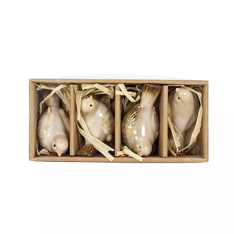 Statues & Figurines>Kirklands Home Porcelain Bird Figurines, Set of 4 Tan