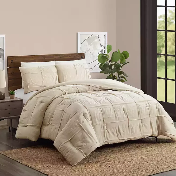 Kirklands Home Riley Pleated 3-pc. Full/Queen Comforter Set Tan Discount