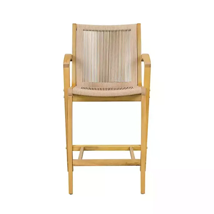 Kirklands Home Rope and Honey Wood Counter Stool Tan New