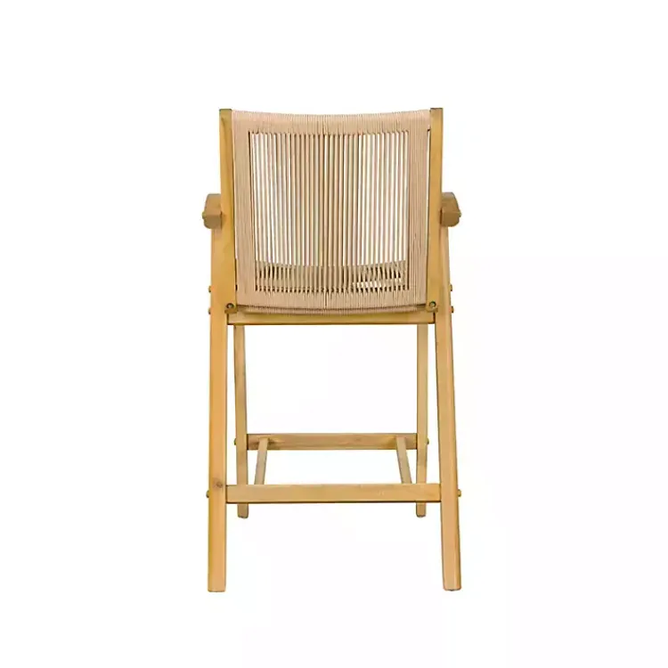 Kirklands Home Rope and Honey Wood Counter Stool Tan New