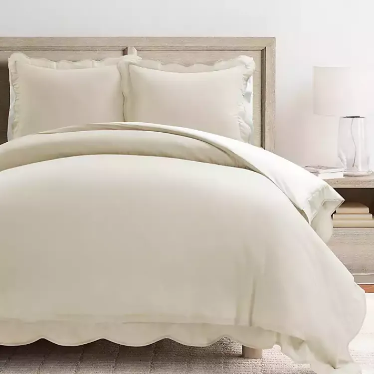 Kirklands Home Tan Scallop Edge 3-pc. Full/Queen Duvet Cover Set Clearance