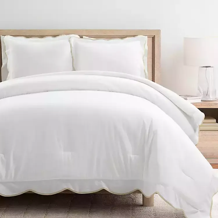 Kirklands Home Tan Scalloped Edge 3-pc. Full/Queen Comforter Set Best