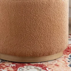 Kirklands Home Sherpa Upholstered Storage Ottoman Tan Outlet
