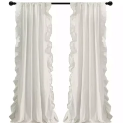 Kirklands Home Tan Stripe Ruffled Curtain Panel Set, 84 in.