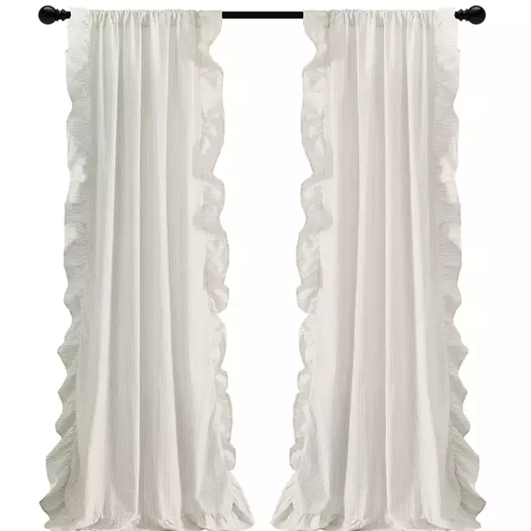 Kirklands Home Tan Stripe Ruffled Curtain Panel Set, 84 in.