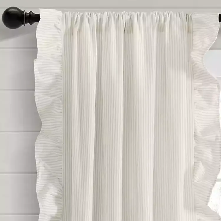 Kirklands Home Tan Stripe Ruffled Curtain Panel Set, 84 in.