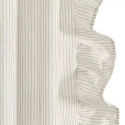 Kirklands Home Tan Stripe Ruffled Curtain Panel Set, 84 in.
