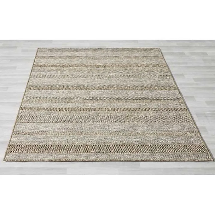 Kirklands Home Striped Indoor/Outdoor Area Rug, 5x7 Tan Hot