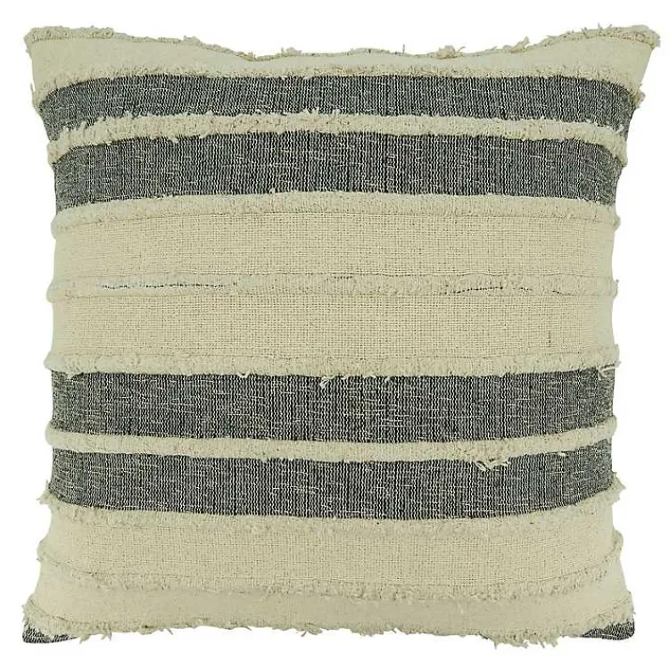 Pillows>Kirklands Home Tan Striped Tufted Throw Pillow