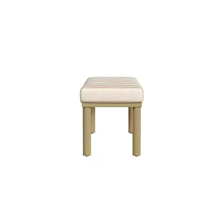 Kirklands Home Tan Striped Upholstered Wood Leg Bench