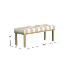 Kirklands Home Tan Striped Upholstered Wood Leg Bench