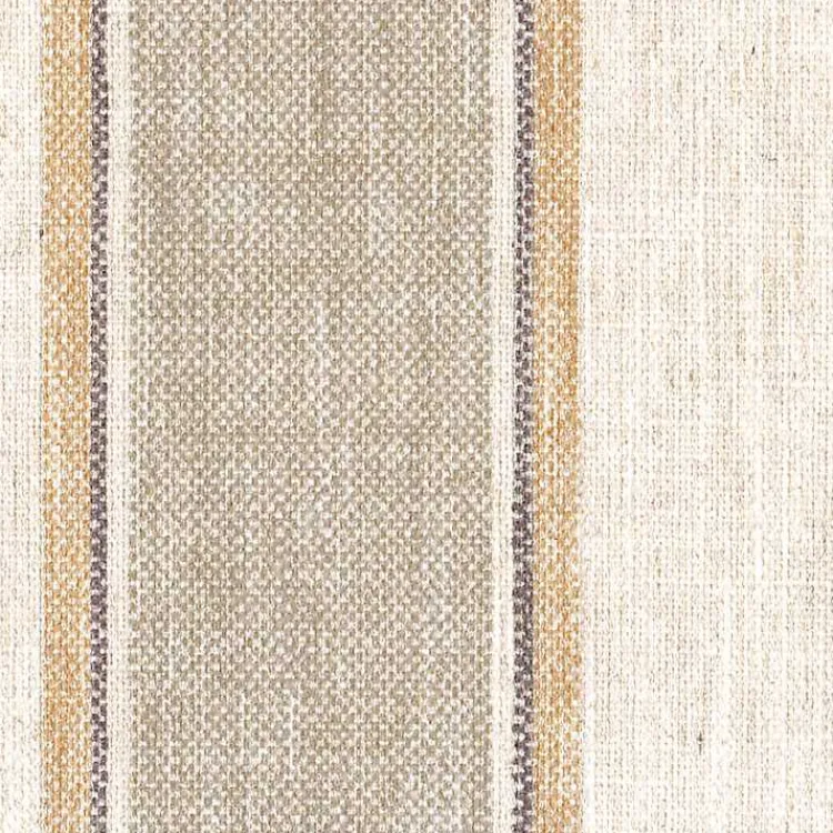 Kirklands Home Tan Striped Upholstered Wood Leg Bench