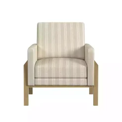Kirklands Home Tan Striped Upholstered Wood Frame Armchair Outlet