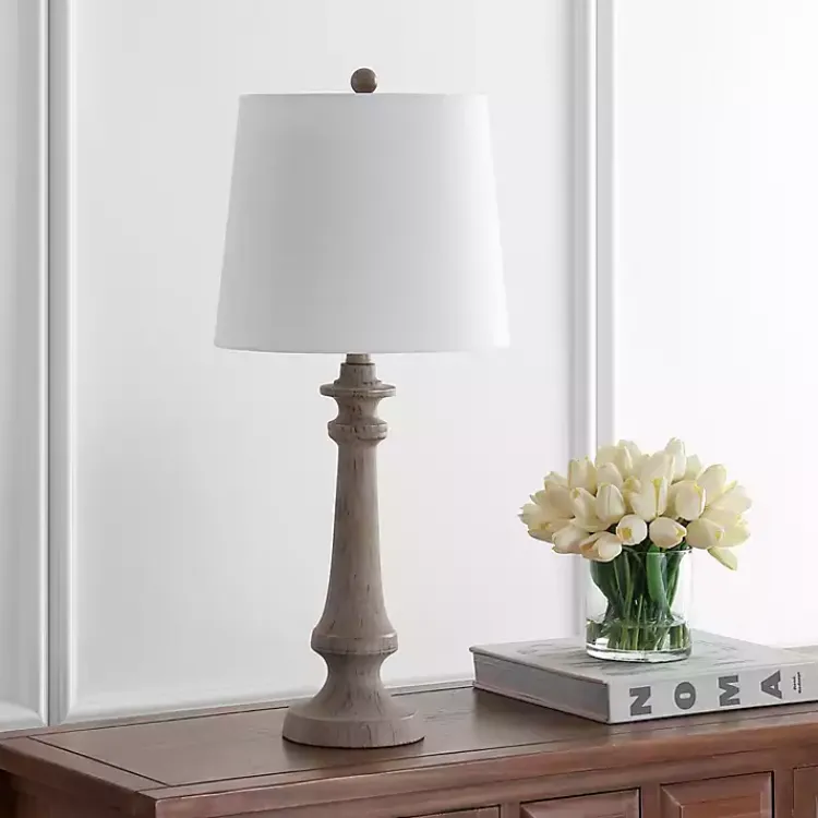 Kirklands Home Tan Tapered Column Rhett Table Lamp White New
