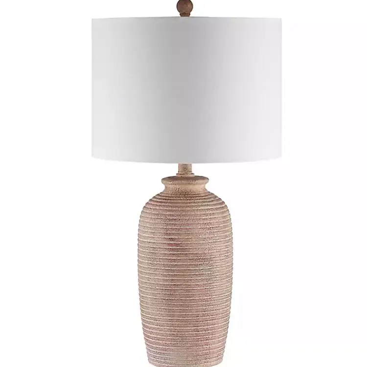 Kirklands Home Tan Textured Kensin Table Lamp White Hot
