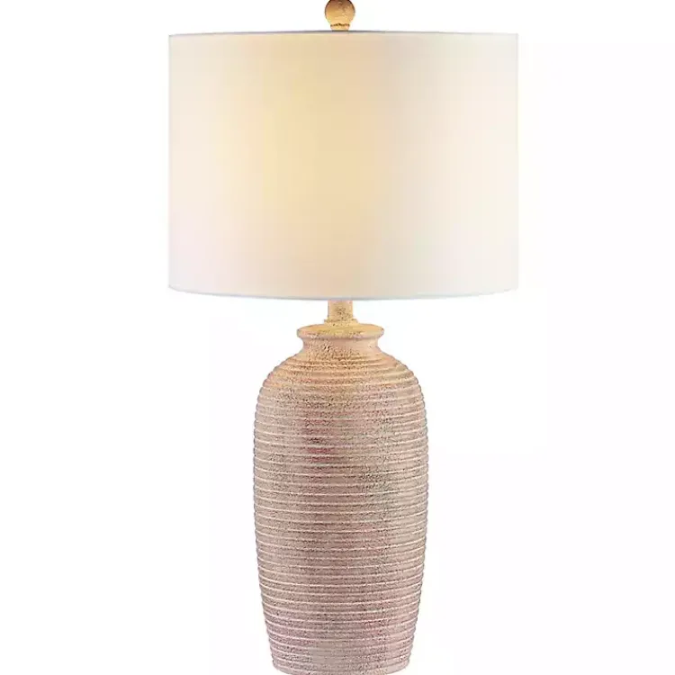 Kirklands Home Tan Textured Kensin Table Lamp White Hot