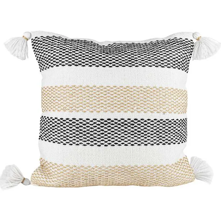 Kirklands Home Tan Textured Stripes Outdoor Throw Pillow Outlet