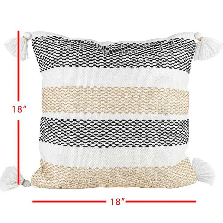 Kirklands Home Tan Textured Stripes Outdoor Throw Pillow Outlet