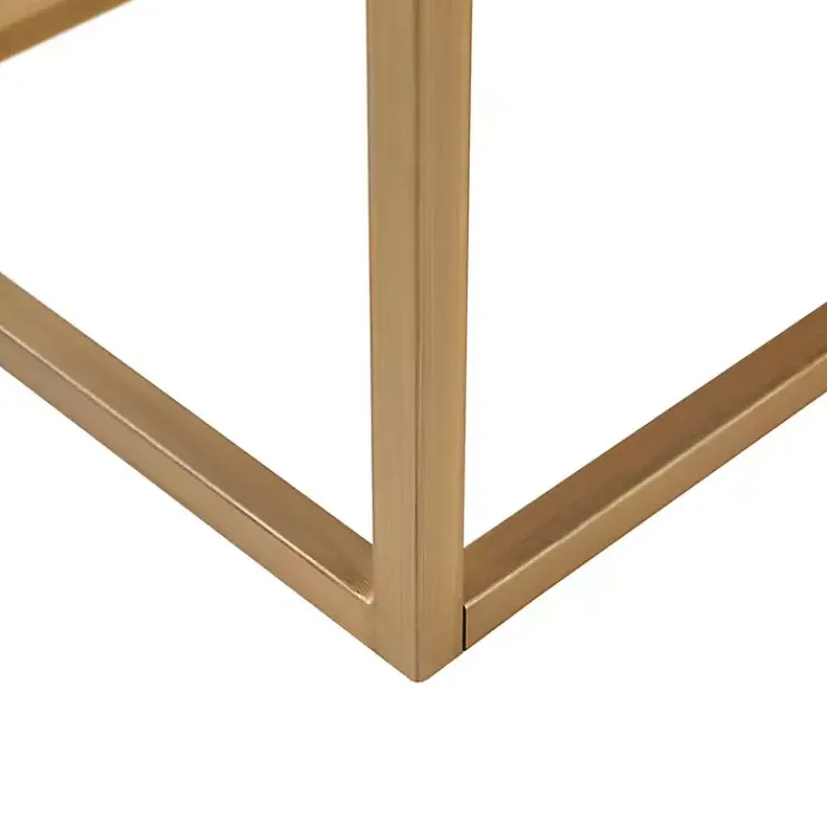 Kirklands Home Tufted Bronze Metal Bench Tan