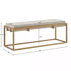 Kirklands Home Tufted Bronze Metal Bench Tan