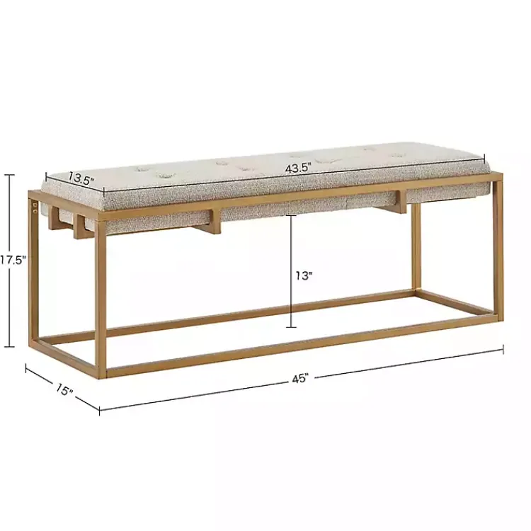 Kirklands Home Tufted Bronze Metal Bench Tan