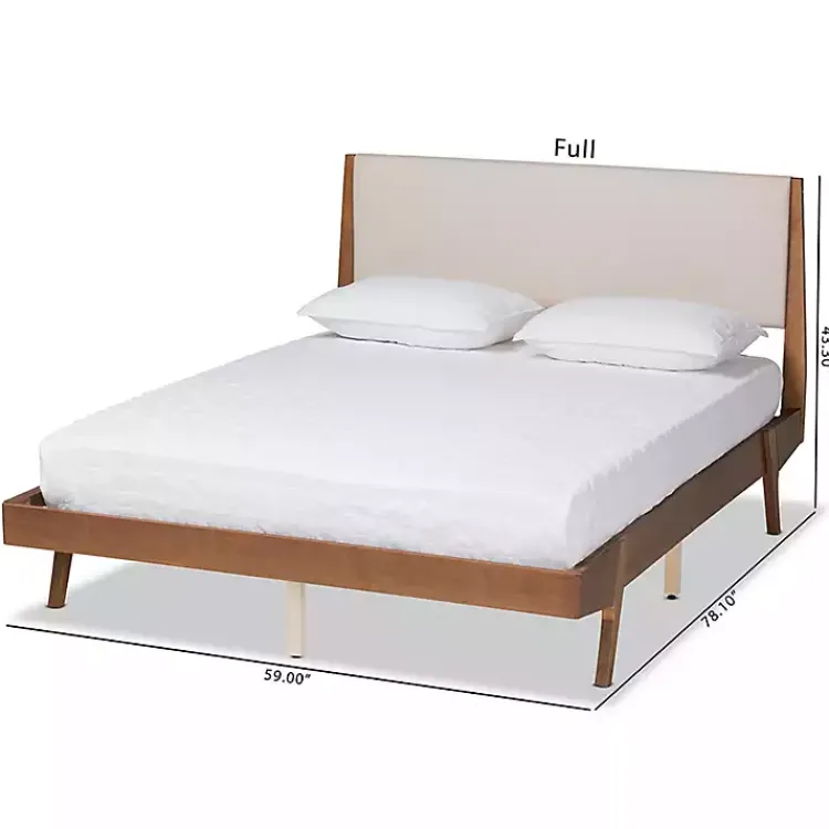 Kirklands Home Tan Upholstered Brown Wood Full Platform Bed Sale