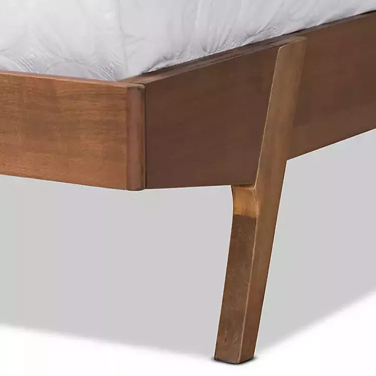 Kirklands Home Tan Upholstered Brown Wood Queen Platform Bed Hot