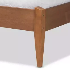 Kirklands Home Tan Upholstered Brown Wood King Platform Bed Online