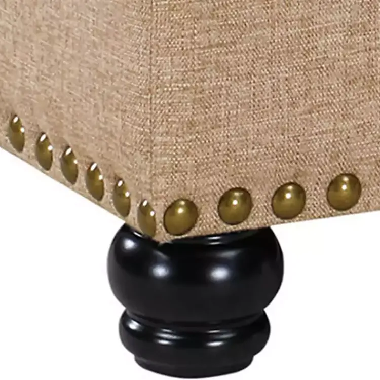 Kirklands Home Upholstered Carey Storage Ottoman Bench Tan New