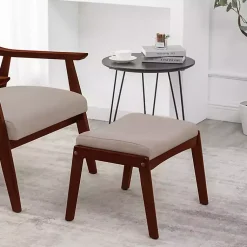 Kirklands Home Upholstered Natasha Ottoman Stool Tan Sale