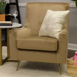 Kirklands Home Velvet Lana Accent Chair Tan Outlet