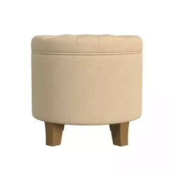 Kirklands Home Woven Upholstered Tufted Storage Ottoman Tan Clearance