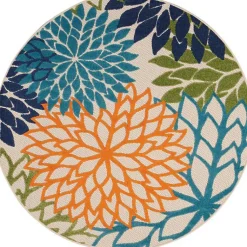 Kirklands Home Tangerine Floral Burst Round Outdoor Area Rug Online