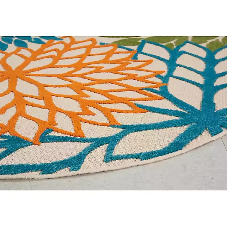 Kirklands Home Tangerine Floral Burst Round Outdoor Area Rug Online