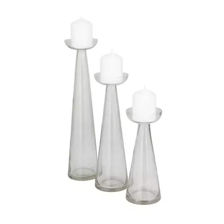 Candle Holders>Kirklands Home Tapered Glass Pillar Candle Holders, Set of 3 Clear