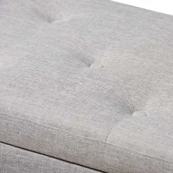 Kirklands Home Taupe Button-Tufted Upholstered Storage Bench Tan Best
