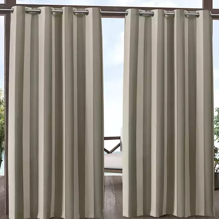 Kirklands Home Taupe Canopy Outdoor Curtain Panel Set, 96 in. Tan Hot