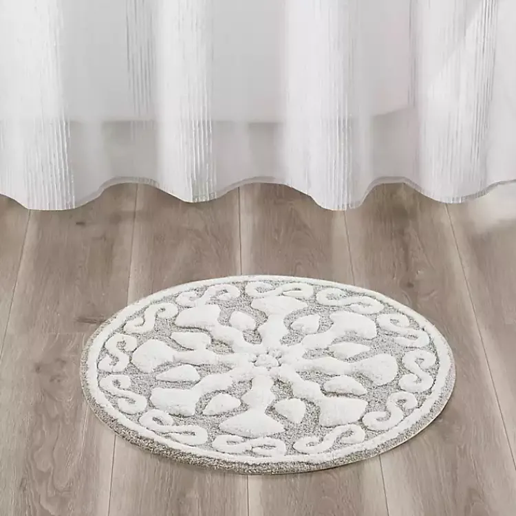 Kirklands Home Taupe Cotton Tufted Medallion Bath Mat, 25 in. Tan