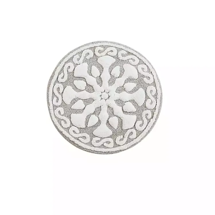 Kirklands Home Taupe Cotton Tufted Medallion Bath Mat, 25 in. Tan