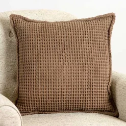 Pillows>Kirklands Home Taupe Cozy Waffle Pillow Brown